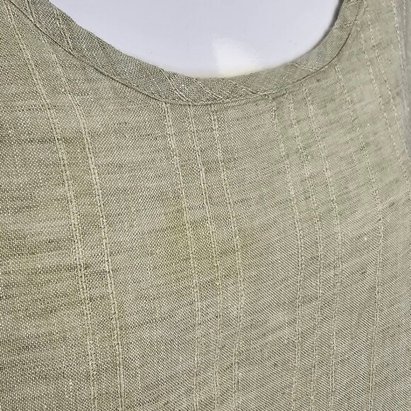FLAX Womens 100% Linen 3/4 Sleeve Tunic Shirt, Green, lagenlook, Size M - Picture 3 of 8
